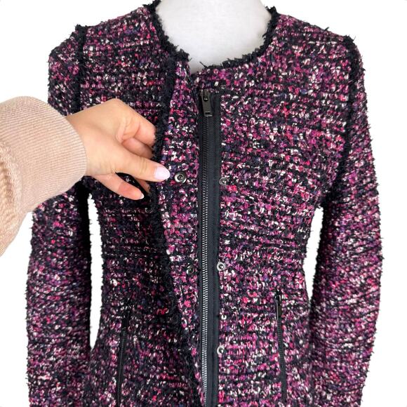 White House Black Market WHBM Amalfi Pink Kiss Tweed Button Blazer Office Jacket - Picture 5 of 14
